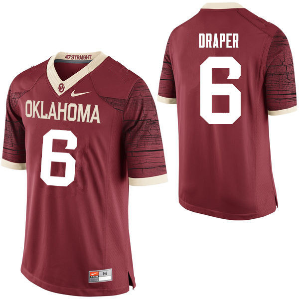 Men Oklahoma Sooners #6 Levi Draper College Football Jerseys Limited-Crimson